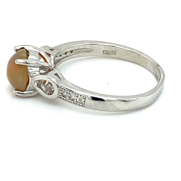 Opal .85ct Platinum Finish Solid Silver Ring - Picture 6 of 7